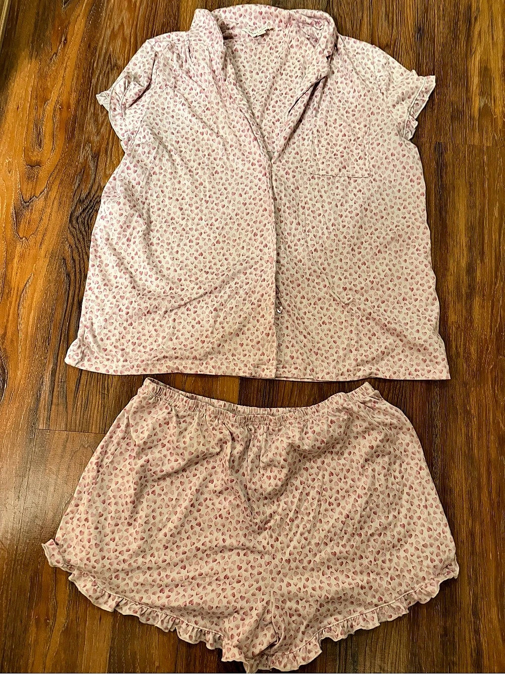Pink Floral Blouse and Shorts Set Like New